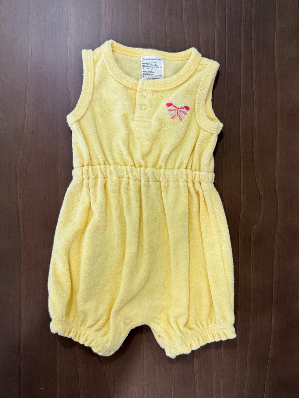 First Impressions Baby Girl Terry Cloth Butterfly Romper 0–3 Months